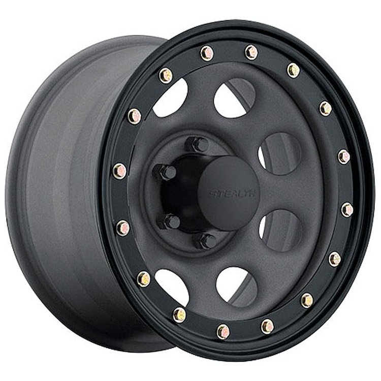 Simulated Beadlock Stealth Gunmetal Crawler Wheel (Series 046) Size: 15" x 8"