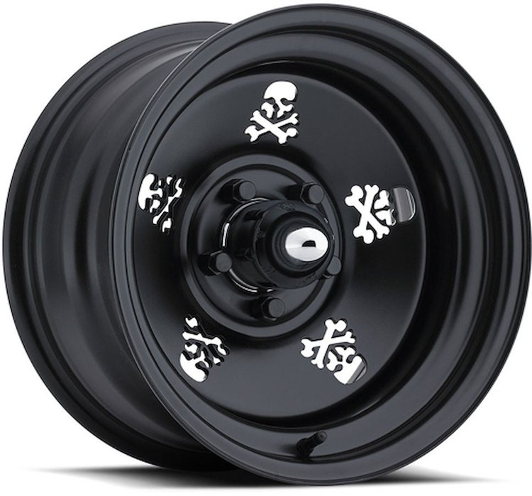 STEALTH BLACK SKULL 15 x 10 5 x 55 Bolt Circle 4 Back Spacing 38 offset 428 Center Bore 2200 lbs Load Rating