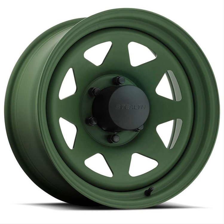STEALTH 8-SPOKE CAMO GREEN 16.5X8.25 6X5.5 BOLT CIRCLE 4.
