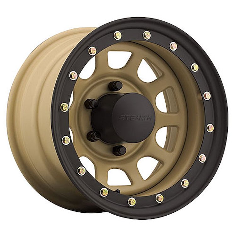 Simulated Beadlock Stealth Desert Sand Daytona Wheel (Series 844) Size: 15" x 7"