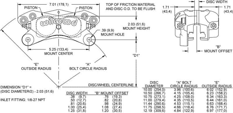 Forged Billet Dynalite Caliper Bore Size: 1.62"