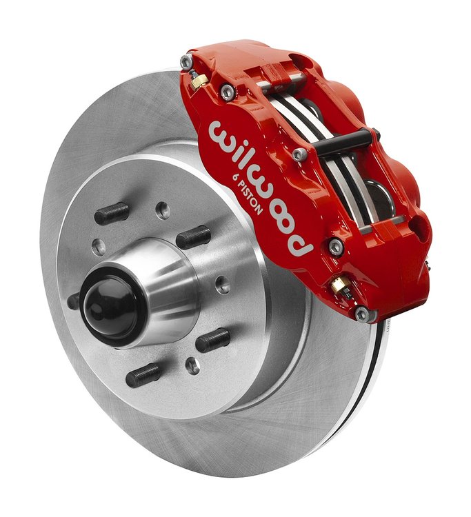 Superlite 6R Big Brake Front Brake Kit 1963-1987 Chevy C10/C15 Pickup Truck, Plain Rotors [Red Powder-Coated Calipers]