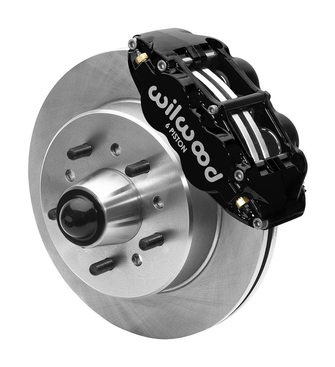 Superlite 6R Big Brake Front Brake Kit 1963-1987 Chevy C10/C15 Pickup Truck, Plain Rotors [Black Powder-Coated Calipers]