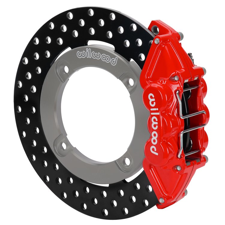 16627-DR UTV4 Rear Brake Kit fits Select Honda Talon 1000R, 1000X, 1000X-4 [Red 4-Piston Calipers w/Black Drilled Rotors]