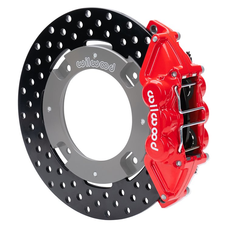 16629-DR UTV4 Rear Brake Kit fits Select Can-Am Maverick X3 [Red 4-Piston Calipers w/ Black Drilled Rotors]