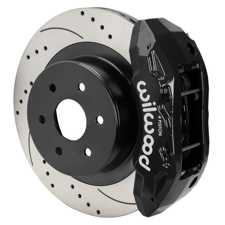 TX4R Big Rear Brake Kit for 1999-2018 GM Trucks, SUVs (Black Calipers w/Drilled, Slotted Rotors)