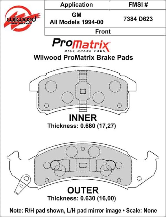 ProMatrix Front Brake Pads Calipers: 1994-2000 GM