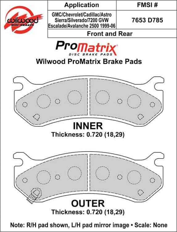 ProMatrix Front & Rear Brake Pads Calipers: 1999-2006 GM