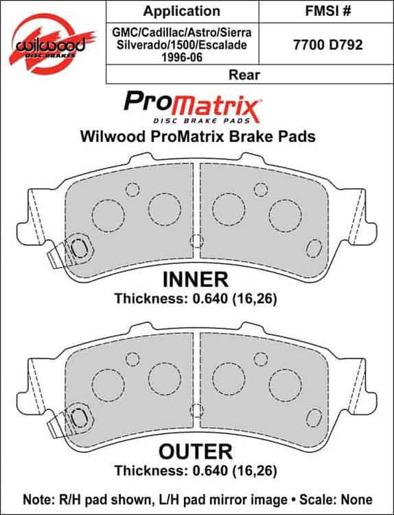 ProMatrix Rear Brake Pads Calipers: 1994-2006 GM