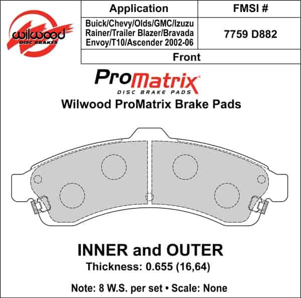 ProMatrix Front Brake Pads Calipers: 2002-2006 GM