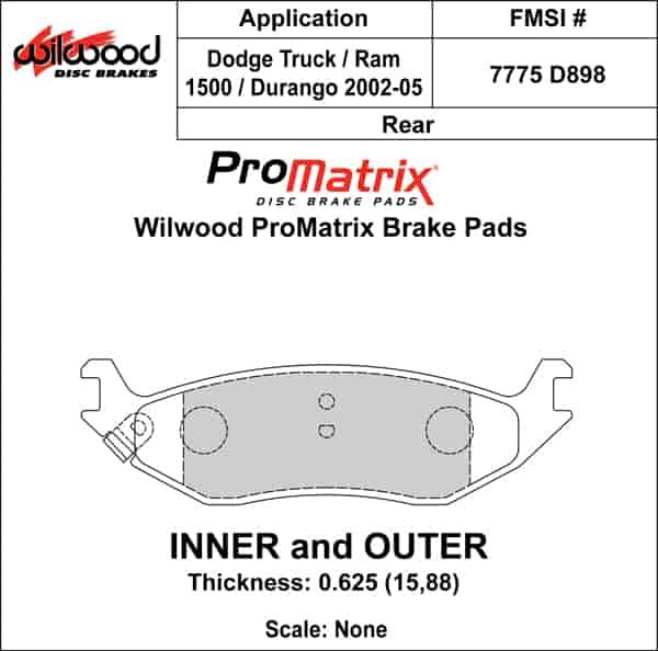 ProMatrix Rear Brake Pads Calipers: 2002-2005 Dodge