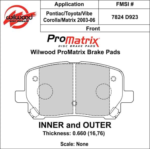 ProMatrix Front Brake Pads Calipers: 2003-2006 Honda