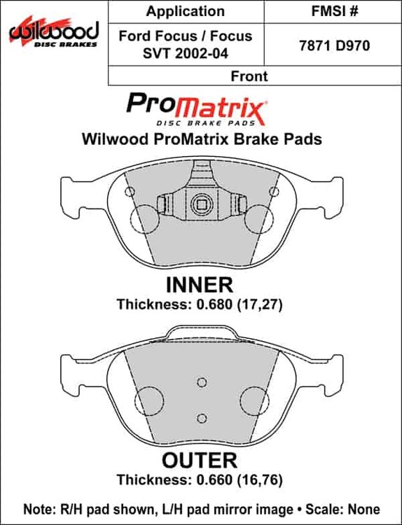 ProMatrix Front Brake Pads Calipers: 2002-2004 Ford