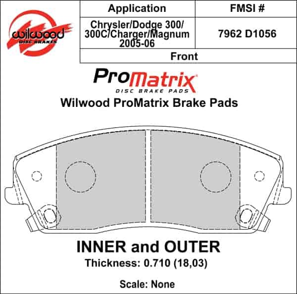 ProMatrix Front Brake Pads Calipers: 2005-2006 Chrysler/Dodge