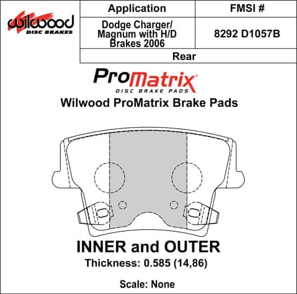 ProMatrix Rear Brake Pads Calipers: 2006 Dodge