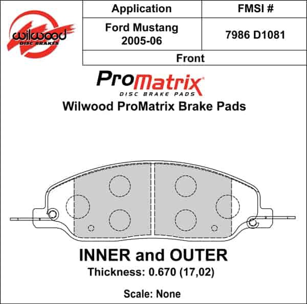 ProMatrix Front Brake Pads Calipers: 2005-2006 Ford
