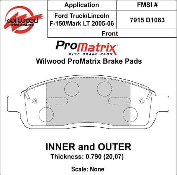 ProMatrix Front Brake Pads Calipers: 2005-2006 Ford/Lincoln
