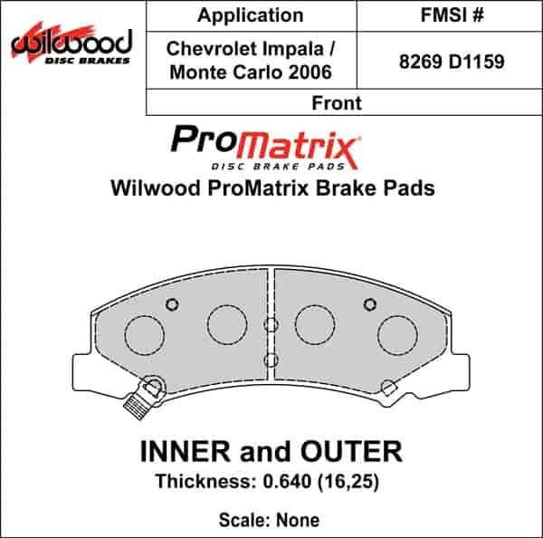 ProMatrix Front Brake Pads Calipers: 2005-2007 Chevy/GMC