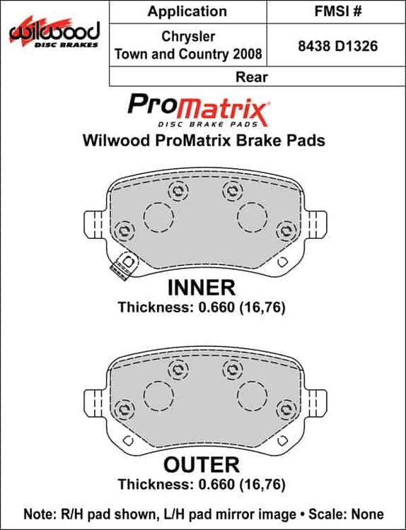 ProMatrix Rear Brake Pads Calipers: 2008 Chrysler