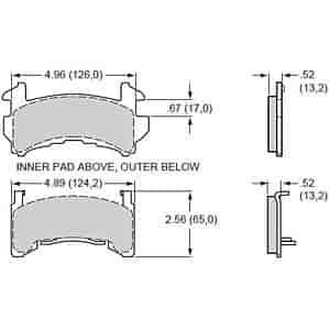 Polymatrix "E" Brake Pads Calipers: OEM - GM D154 Metric Type