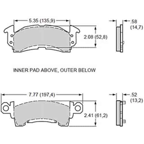 Polymatrix Q Brake Pads Calipers: OEM - GM D52 Type, Wilwood GM II, GM III, Coleman, Howe, Outlaw, Sierra/JFZ