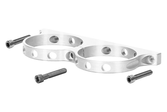 Dual Mount Reservoir Bracket for Billet Brake/Clutch Reservoirs w/2.45 in. Nominal Diameter [Polished Finish]