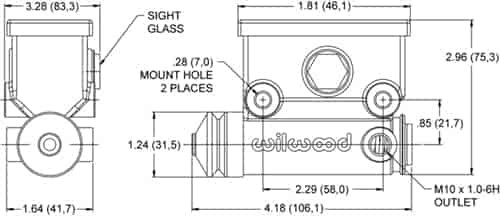 Side Mount ATV Master Cylinder 19mm Bore