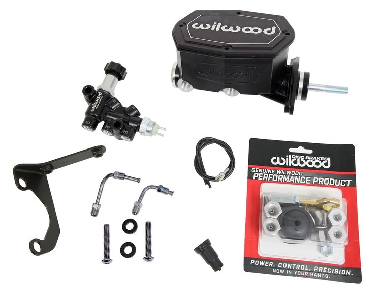261-15523-BK Compact Tandem Master Cylinder Kit w/Mustang Pushrod 15/16 in. Bore [Black E-Coat Finish]