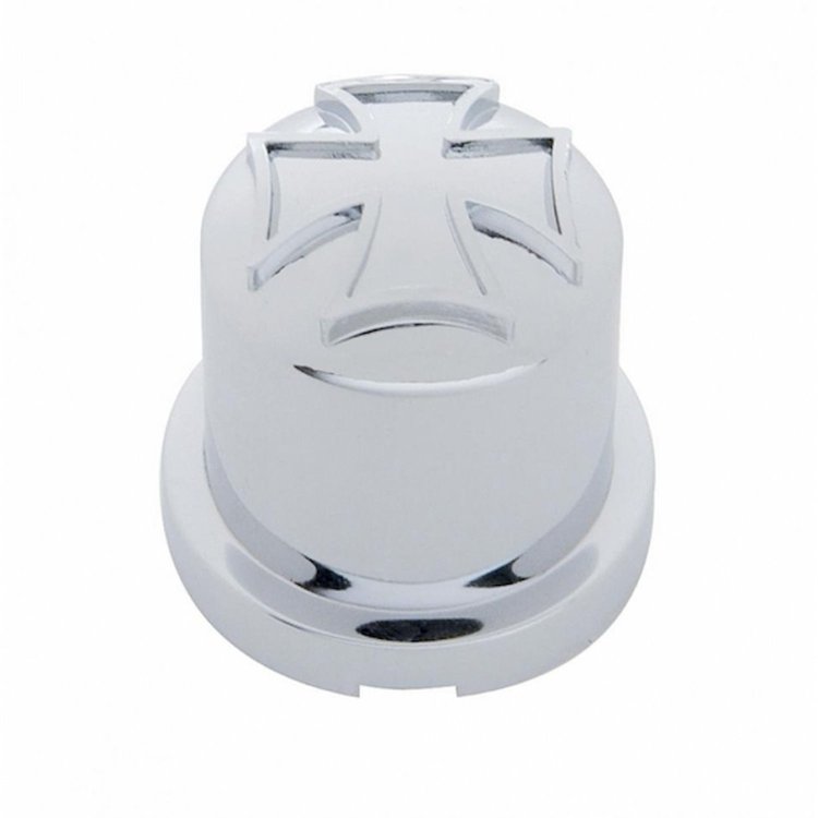 10597 15/16 in. x 1-1/2 in. Chrome Plastic Iron Cross Nut Cover, Push-On Style (10-Pack)