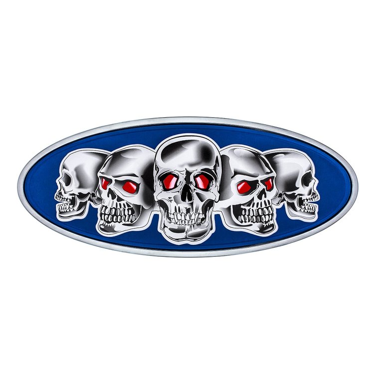 10883 Chrome Die Cast Skull Emblem - Blue
