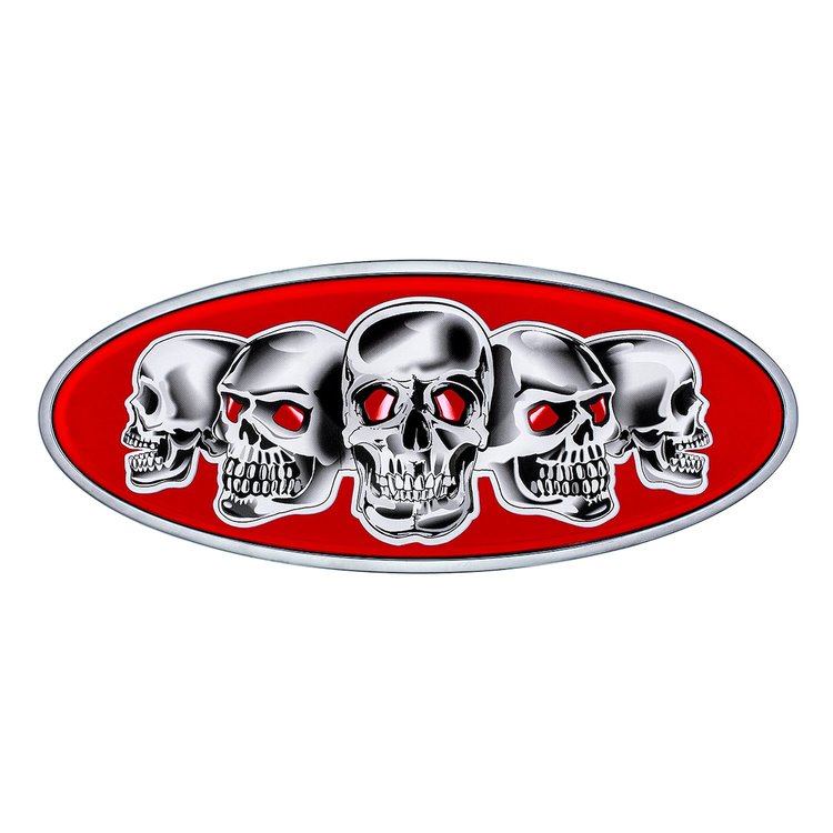 10884 Chrome Die Cast Skull Emblem - Red