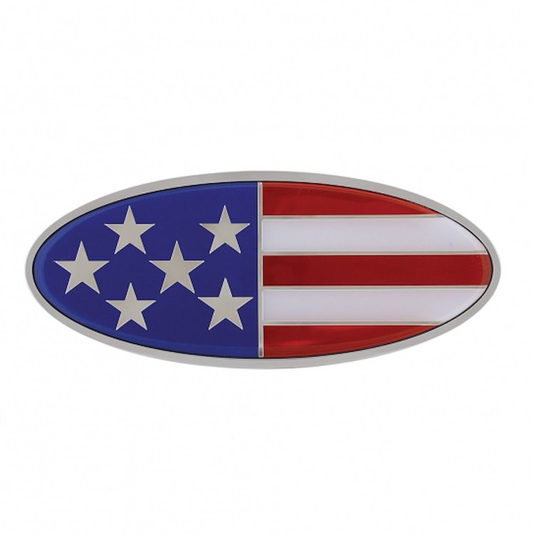 10945 Chrome Oval Emblem - USA Flag