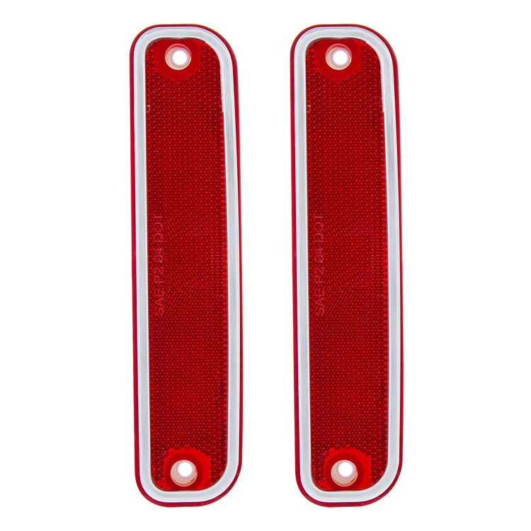 110543 Side Marker Light With Stainless Steel Trim For 1973-80 Chevy Truck, Red Lens (Box of 2)