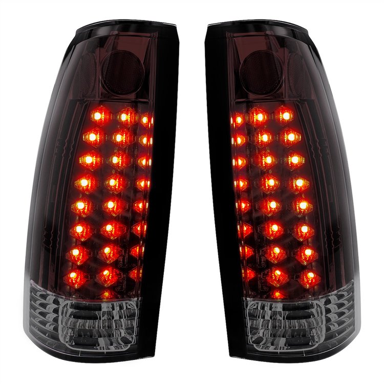 110546 LED Tail Light For 1988-98 Chevy & GMC Truck (Pair) - Smoke Red & Clear Lens