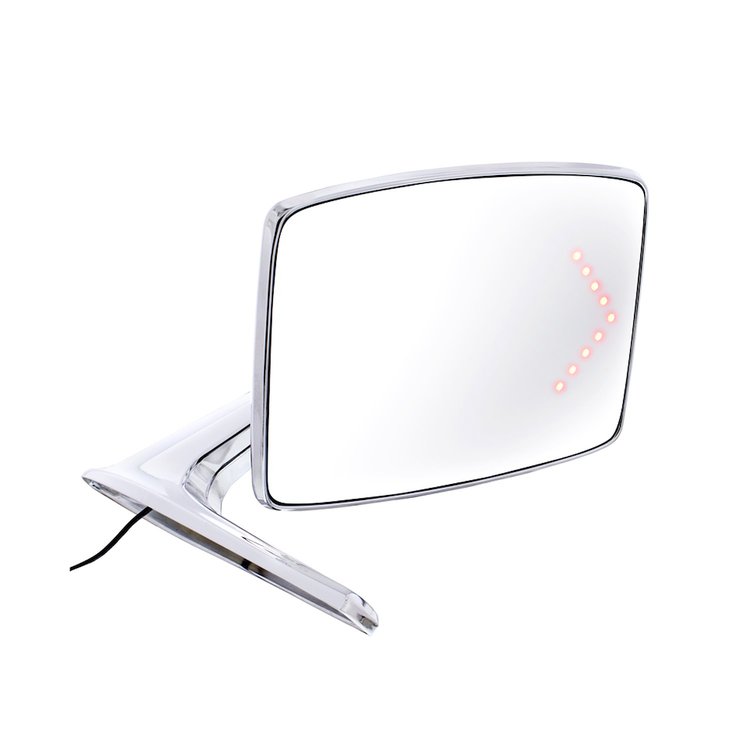 110738 Chrome Exterior Mirror With Convex Glass & LED For Ford Bronco (1966-1977) & Truck (1967-1979) - R/H