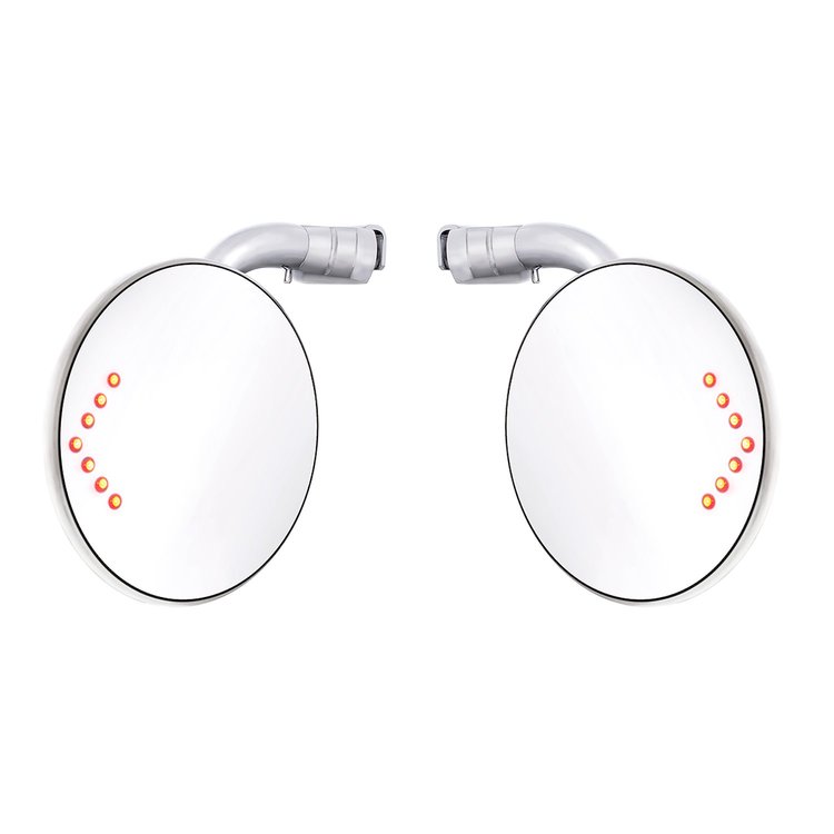 110743 4 Curved Arm Peep Mirror Bundle With Convex Mirror Glass & LED Turn Signal (Pair)