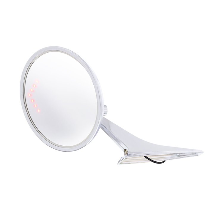 110825 Round Exterior Mirror With LED Turn Signal For 1966-72 Chevy Passenger Car - L/H