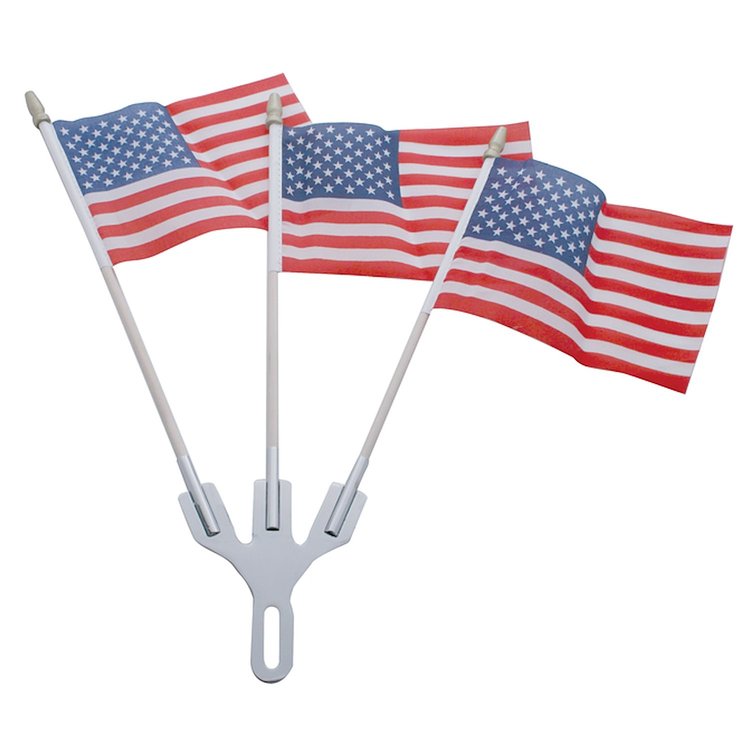 110863 Stainless Steel Flag Holder With 3 U.S.A. Flags