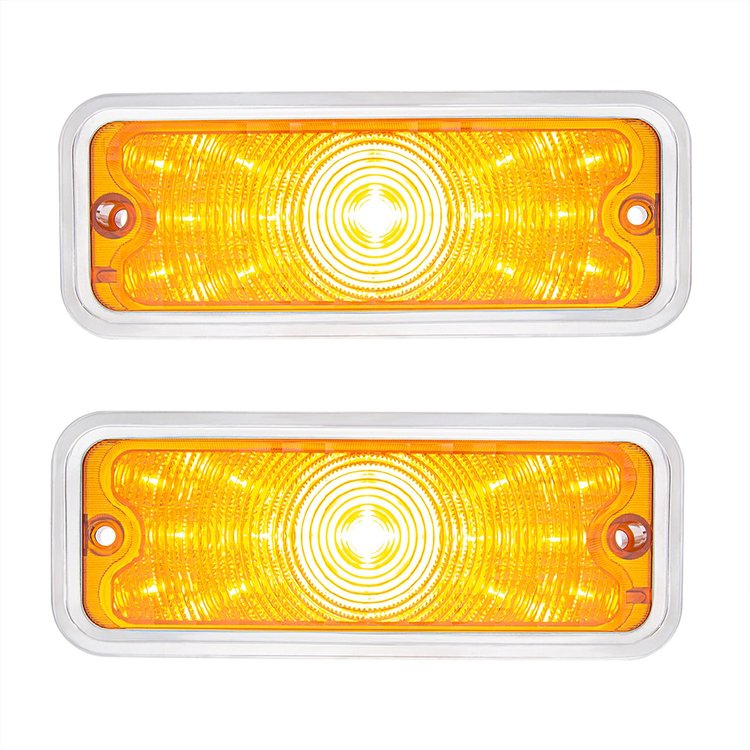 111108 LED Parking Lights w/Amber Lenses for 1973-1980 GM C/K Pickup Trucks [Pair]