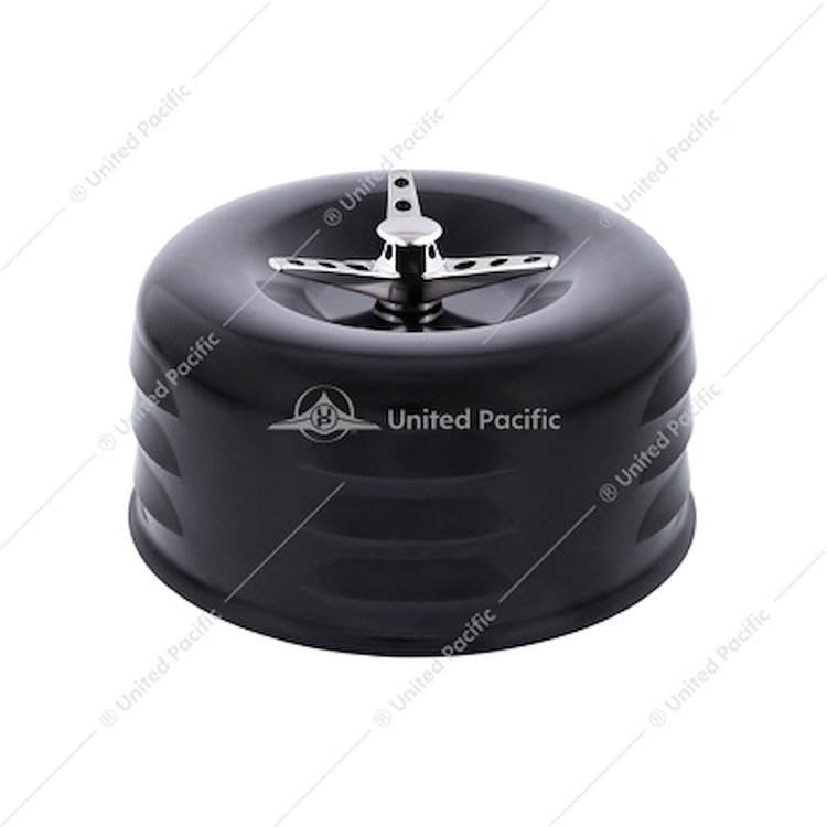 111163 4 in. Round Louvered Air Cleaner for Carburetors, 2 5/16 in. Neck, with Wing Screw [Black]