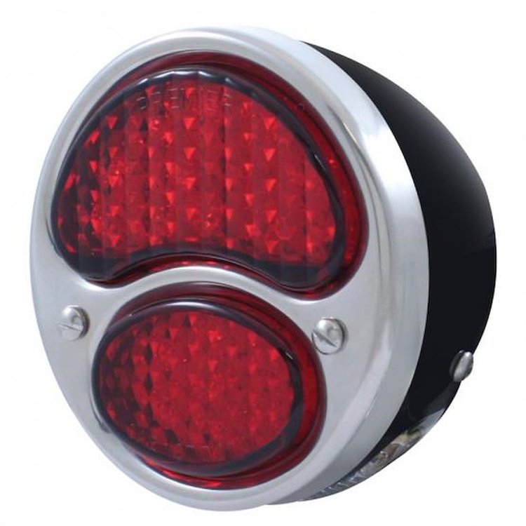 FTL2831LED6-BAL 19 LED 6V Tail Light Assembly With 4 LED LP, Light Black Housing, & SS Rim For 1928-31 Ford Model A - L/H