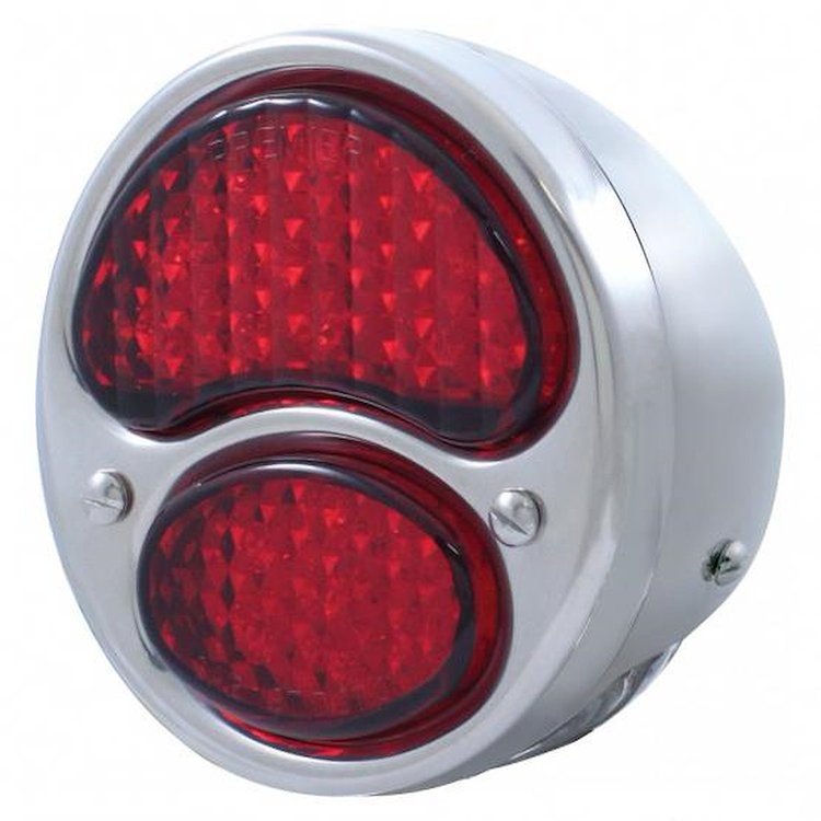FTL2831LED-AL 19 LED 12V With 4 LED License Plate Light Polished Stainless Steel Tail Light For 1928-31 Ford Car - L/H