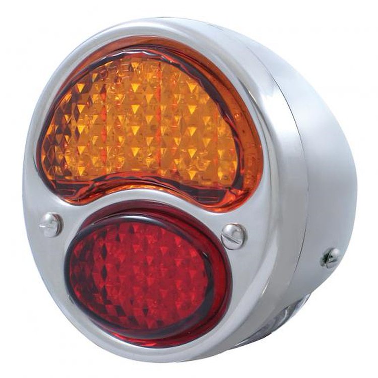 FTL2831RA6-AL 19 LED 6V Tail Light Assembly With 4 LED LP, Light SS Housing For 1928-31 Ford Model A - L/H, Red & Amber Lens