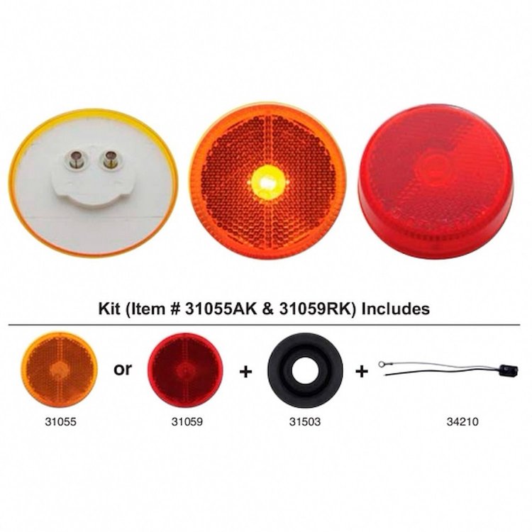 31055AK 2-1/2 in. Round Reflectorized Light Kit (Clearance/Marker) - Amber Lens