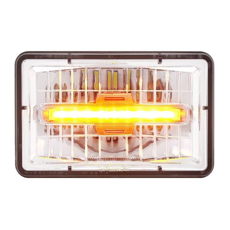 31150 ULTRALIT 4 in. x 6 in. Rectangular LED Headlight With Amber LED Position Light - Low Beam