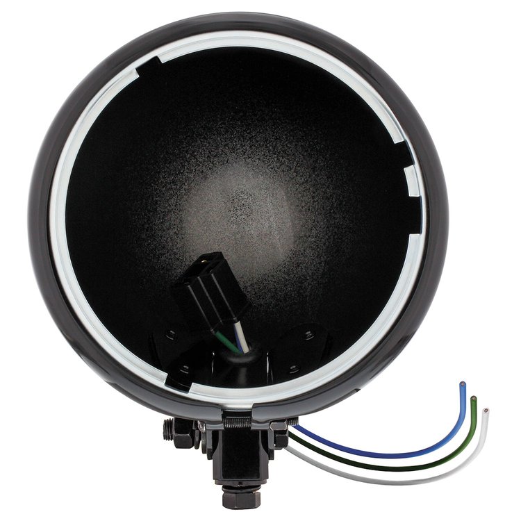 32052 Black 5-3/4 in. Motorcycle Headlight Housing Only - Bottom Mount
