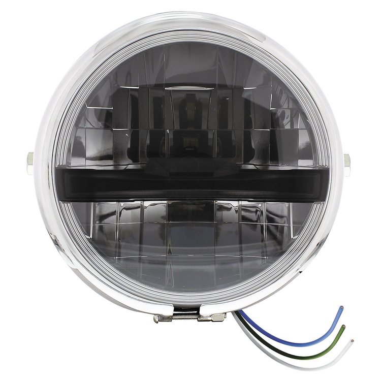 32809 Chrome 5-3/4 in. Motorcycle Headlight 8 LED Blackout Bulb With Black Bar - Side Mount
