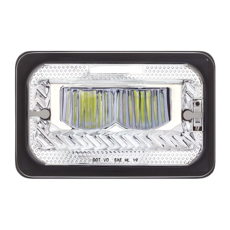 34132 ULTRALIT Heated 4 in. x 6 in. LED Headlight With Glass Lens & Aluminum Housing - High Beam - Chrome