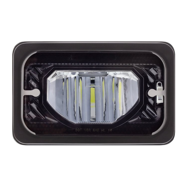 34133 ULTRALIT Heated 4 in. x 6 in. LED Headlight With Glass Lens & Aluminum Housing - Low Beam - Black