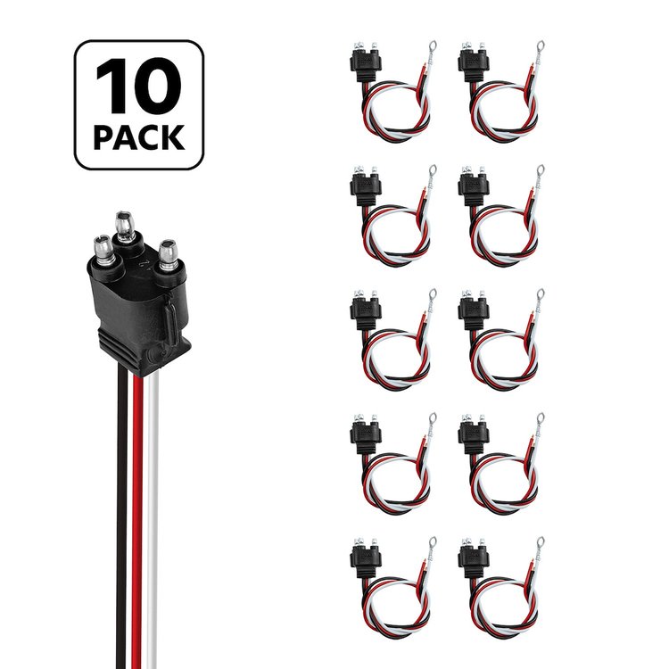 34212P10 3 Wire Pigtail With 3 Prong Straight Plug, 12 in. Lead, 10-Pack
